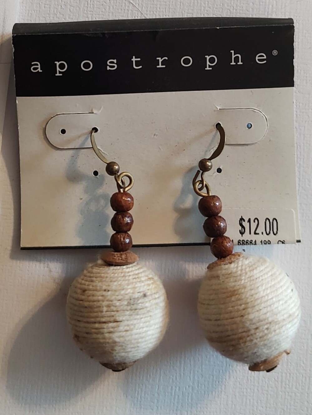Apostrophe Cream and Brown Bead Drop Earrings